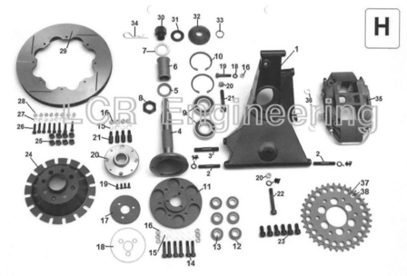 LCR F1 Wheel axle rear (H4)