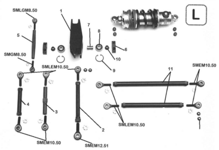 LCR tie rod bar 36,5 cm (L11)