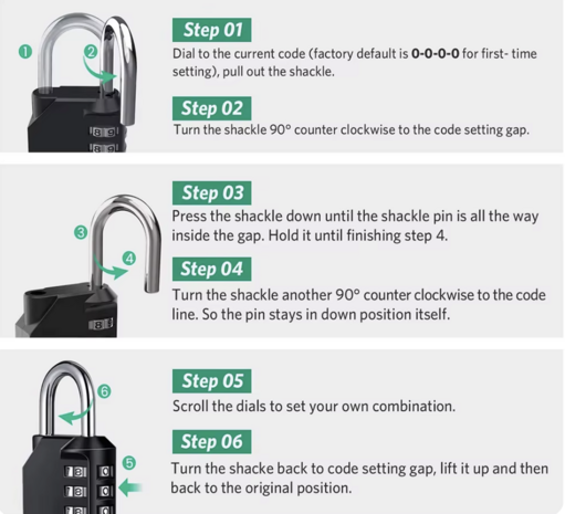 Resettable 4-digit combination padlock